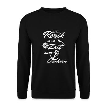 Rerik-es ist Zeit zum ankern - Unisex Pullover - Schwarz - Vorne - Alina (178cm) & Michal (187cm)