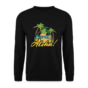 Aloha Pineapple And Pine Tree Design For The Beach - Unisex Sweatshirt - black - Front - Alina (178cm) & Michal (187cm)