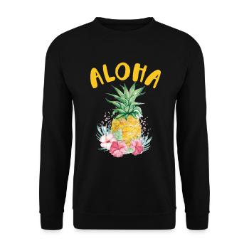 Aloha pineapple flower design For beach lovers - Unisex Sweatshirt - black - Front - Alina (178cm) & Michal (187cm)