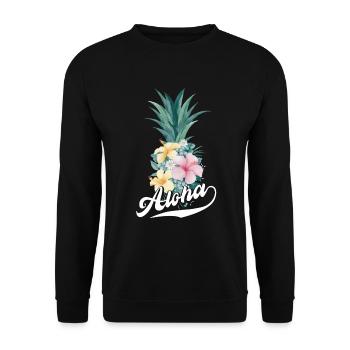 Aloha pineapple flower design For beach lovers - Unisex Sweatshirt - black - Front - Alina (178cm) & Michal (187cm)