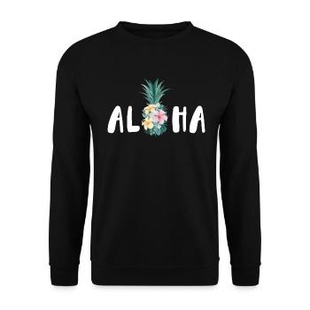 Aloha Pineapple Flower Design For Beach Lovers - Unisex Sweatshirt - black - Front - Alina (178cm) & Michal (187cm)