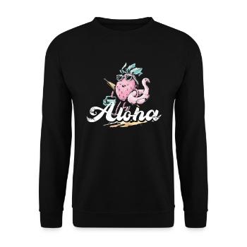 Aloha, Pineapple, And, Flamingo, Design, For, Beach - Unisex Sweatshirt - black - Front - Alina (178cm) & Michal (187cm)