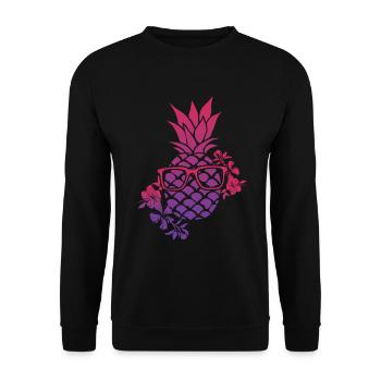 Pineapple Flower Sunglasses Design For Beach - Unisex Sweatshirt - black - Front - Alina (178cm) & Michal (187cm)