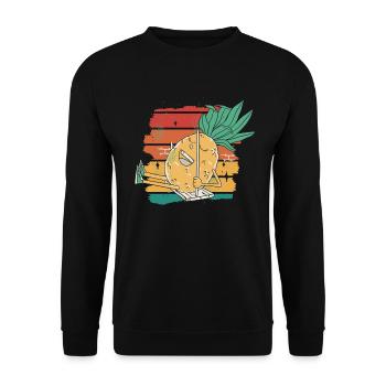 Ananas-schaukel-retro-design Für Strandliebhaber - Unisex Pullover - Schwarz - Vorne - Alina (178cm) & Michal (187cm)