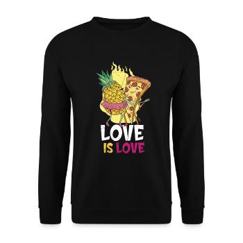 Liebe Ist Liebe, Ananas Und Pizza-design Für Den - Unisex Pullover - Schwarz - Vorne - Alina (178cm) & Michal (187cm)