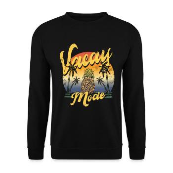 Vacay-modus pineapple pine design For beach - Unisex Sweatshirt - black - Front - Alina (178cm) & Michal (187cm)