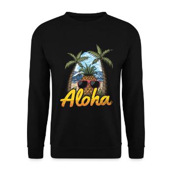 Aloha Pineapple And Pine Tree Design For The Beach - Unisex Sweatshirt - black - Front - Alina (178cm) & Michal (187cm)