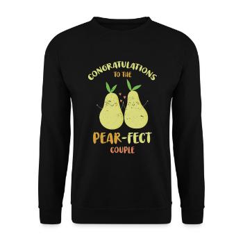 Herzlichen Glückwunsch An Die Pear-fect Für Braut - Unisex Pullover - Schwarz - Vorne - Alina (178cm) & Michal (187cm)