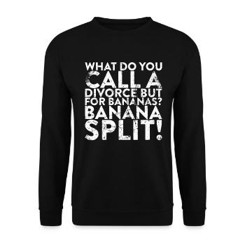 Was Nennt Man Eine Scheidung, Aber Für Bananen? - Unisex Pullover - Schwarz - Vorne - Alina (178cm) & Michal (187cm)