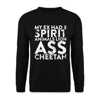 Mon ex avait 3 animaux fantômes Lion Ass Cheetah Pour - Sweat-shirt Unisexe - noir - Devant - Alina (178cm) & Michal (187cm)