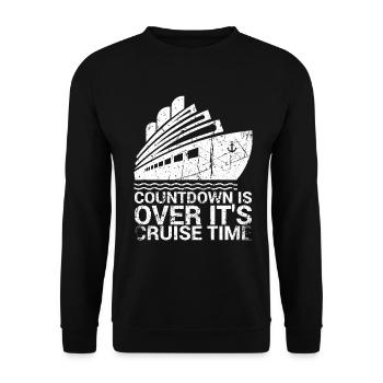 Der Countdown Ist Vorbei, Es Ist Kreuzfahrtzeit - Unisex Pullover - Schwarz - Vorne - Alina (178cm) & Michal (187cm)