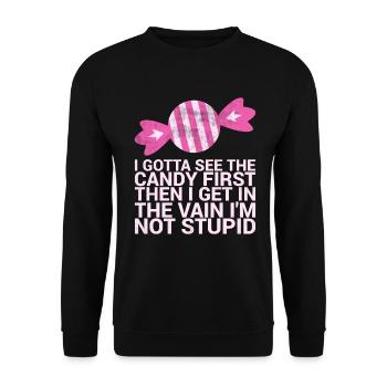 Ich Muss Den Ersten Lustigen Humor Für Erwachsene - Unisex Pullover - Schwarz - Vorne - Alina (178cm) & Michal (187cm)