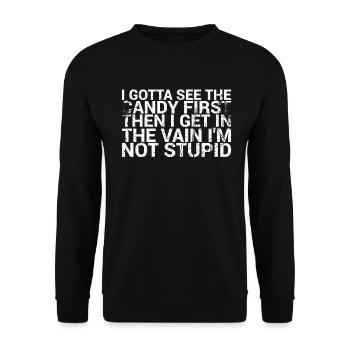 Ich Muss Den Ersten Lustigen Humor Für Erwachsene - Unisex Pullover - Schwarz - Vorne - Alina (178cm) & Michal (187cm)