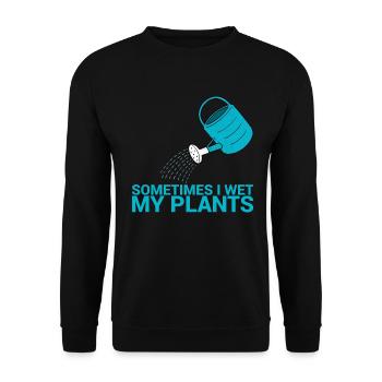 Sometimes I moisten my plant design for - Unisex Sweatshirt - black - Front - Alina (178cm) & Michal (187cm)