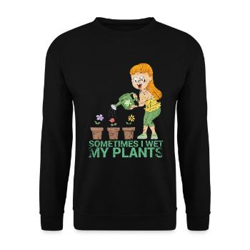 Manchmal Befeuchte Ich Mein Pflanzendesign Für - Unisex Pullover - Schwarz - Vorne - Alina (178cm) & Michal (187cm)