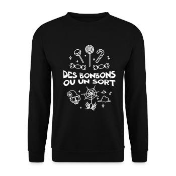 Des Bonbons ou un Sort - Déguisement Halloween - Sweat-shirt Unisexe - noir - Devant - Alina (178cm) & Michal (187cm)