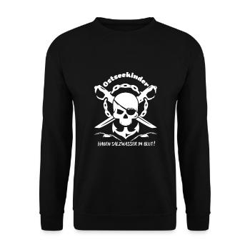 Ostseekinder haben Salzwasser im Blut-Skull-Anker - Unisex Pullover - Schwarz - Vorne - Alina (178cm) & Michal (187cm)