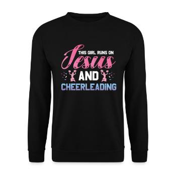 This girl runs on Jesus and cheers the - Unisex Sweatshirt - black - Front - Alina (178cm) & Michal (187cm)