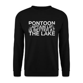 Capitaine ponton La vie est meilleure sur le moteur marin - Sweat-shirt Unisexe - noir - Devant - Alina (178cm) & Michal (187cm)