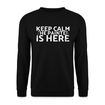 Gardez votre calme Le peintre est ici Décorateur Design pour - Sweat-shirt Unisexe - noir - Devant - Alina (178cm) & Michal (187cm)