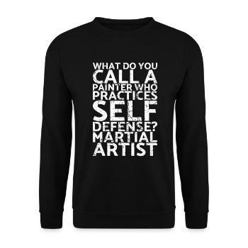 Comment appelle-t-on un peintre qui se pratique lui-même ? - Sweat-shirt Unisexe - noir - Devant - Alina (178cm) & Michal (187cm)