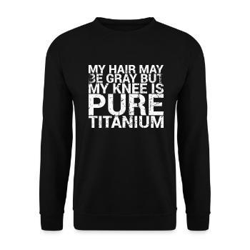 Mein Haar Kann Grau Sein, Aber Mein Knie Ist - Unisex Pullover - Schwarz - Vorne - Alina (178cm) & Michal (187cm)