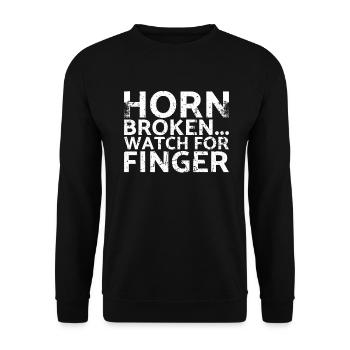 Horn broken... Pay attention to fingers for - Unisex Sweatshirt - black - Front - Alina (178cm) & Michal (187cm)