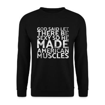 Gott Sagte, Lass Es Sexy Sein, Also Machte Er Für - Unisex Pullover - Schwarz - Vorne - Alina (178cm) & Michal (187cm)