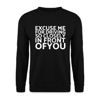 Excuse me for being so close to Muscle Car - Unisex Sweatshirt - black - Front - Alina (178cm) & Michal (187cm)