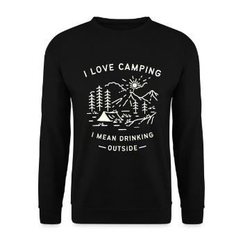I like camping I mean drinking outside - Unisex Sweatshirt - black - Front - Alina (178cm) & Michal (187cm)