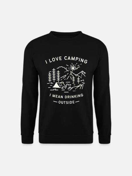 Ich mag Camping Ich meine draußen trinken - Unisex Pullover - Schwarz