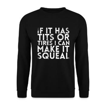 Wenn Es Titten Oder Reifen Hat, Kann Ich Es Zum - Unisex Pullover - Schwarz - Vorne - Alina (178cm) & Michal (187cm)