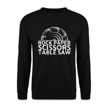 Rock Paper Scissors Tischkreissäge Für Tischler - Unisex Pullover - Schwarz - Vorne - Alina (178cm) & Michal (187cm)