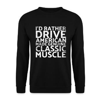 Ich Würde Lieber American Made Genuine For Muscle - Unisex Pullover - Schwarz - Vorne - Alina (178cm) & Michal (187cm)