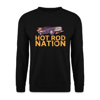 Hot Rod Nation Design Für Oldtimer-fans - Unisex Pullover - Schwarz - Vorne - Alina (178cm) & Michal (187cm)