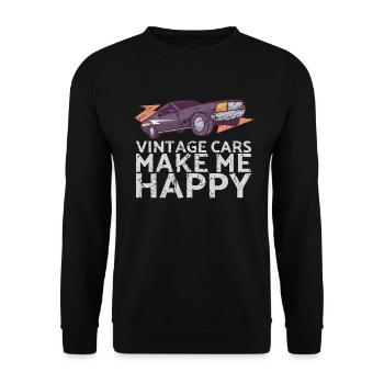 Oldtimer Machen Mich Glücklich Design Für Oldtimer - Unisex Pullover - Schwarz - Vorne - Alina (178cm) & Michal (187cm)