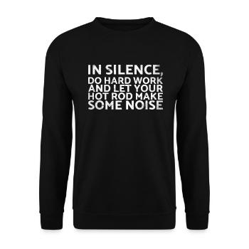In Stille Hart Arbeiten Und Sich Für Klassik - Unisex Pullover - Schwarz - Vorne - Alina (178cm) & Michal (187cm)