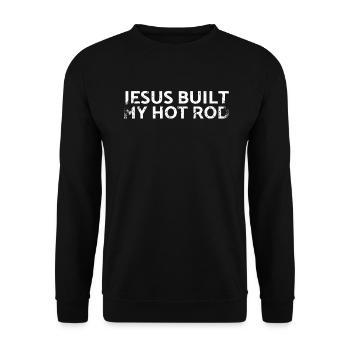 Jesus Baute Mein Hot Rod-design Für Oldtimer-fans - Unisex Pullover - Schwarz - Vorne - Alina (178cm) & Michal (187cm)