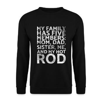 Meine Familie Hat Fünf Mitglieder Mama Papa Für - Unisex Pullover - Schwarz - Vorne - Alina (178cm) & Michal (187cm)