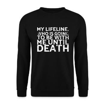 Meine Rettungsleine, Die Für Classic Bei Mir Sein - Unisex Pullover - Schwarz - Vorne - Alina (178cm) & Michal (187cm)