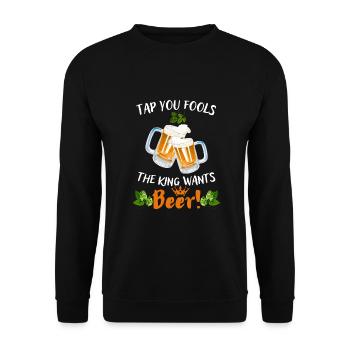 Bier-Zapft ihr Narren der König will Bier - Unisex Pullover - Schwarz - Vorne - Alina (178cm) & Michal (187cm)