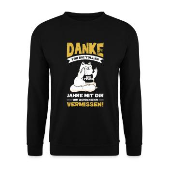 Danke für die Tollen Jahre, dein Team wird dich - Unisex Pullover - Schwarz - Vorne - Alina (178cm) & Michal (187cm)