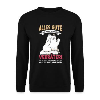 Alles gute im neuen Job du Verräter, Abschied - Unisex Pullover - Schwarz - Vorne - Alina (178cm) & Michal (187cm)