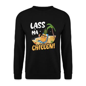 Lass ma Chillen, Ananas - Unisex Pullover - Schwarz - Vorne - Alina (178cm) & Michal (187cm)