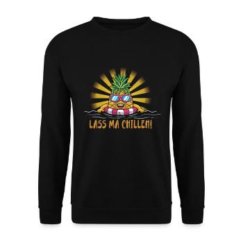 Lass ma Chillen, Ananas - Unisex Pullover - Schwarz - Vorne - Alina (178cm) & Michal (187cm)