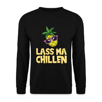 Lass ma Chillen, Ananas - Unisex Pullover - Schwarz - Vorne - Alina (178cm) & Michal (187cm)