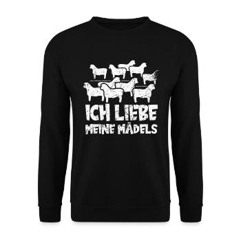 Ich mag einfach Schafe, Okay? Schaf - Unisex Pullover - Schwarz - Vorne - Alina (178cm) & Michal (187cm)