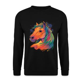 Wasserfarben Pferd design für Reiterinnen, - Unisex Pullover - Schwarz - Vorne - Alina (178cm) & Michal (187cm)