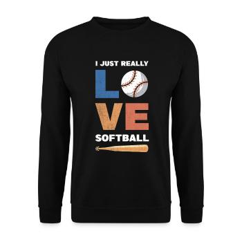 Ich Liebe Softball-design Für Baseball - Unisex Pullover - Schwarz - Vorne - Alina (178cm) & Michal (187cm)