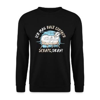 Ich mag einfach Schafe, Okay? Schaf - Unisex Pullover - Schwarz - Vorne - Alina (178cm) & Michal (187cm)